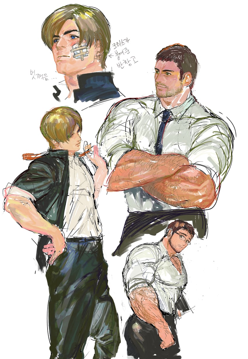 leon s. kennedy and chris redfield (resident evil and 1 more) drawn by 123456dyom