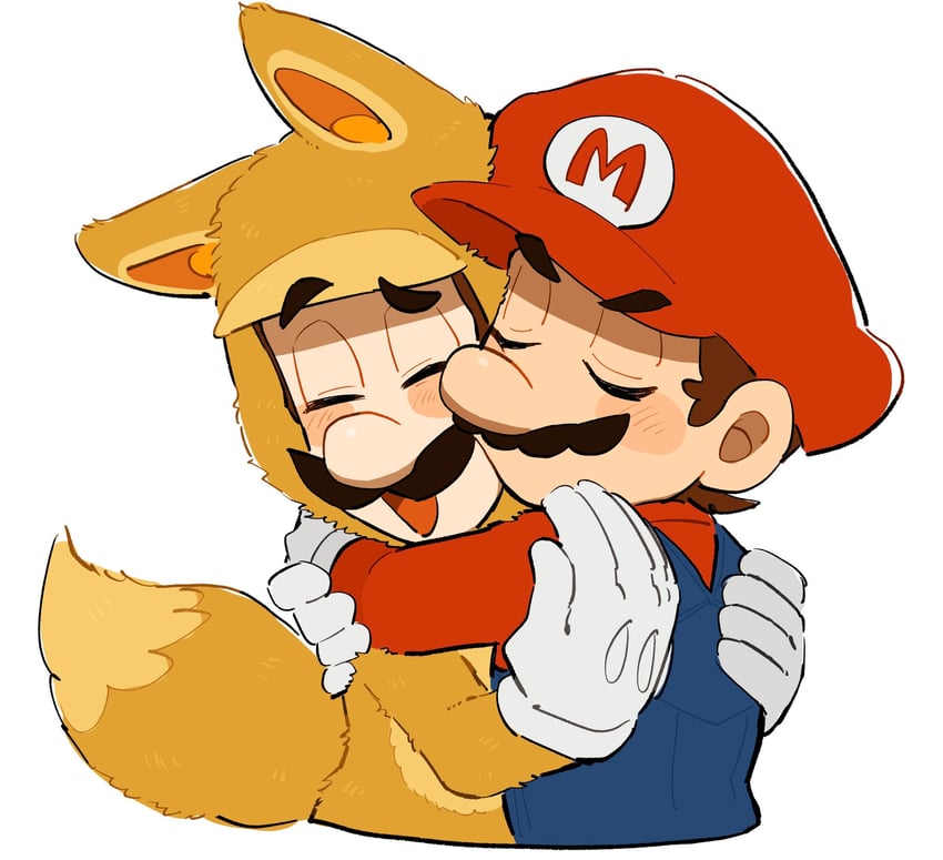 mario, luigi, and kitsune luigi (mario and 1 more) drawn by mimimi_(mimimim9999)