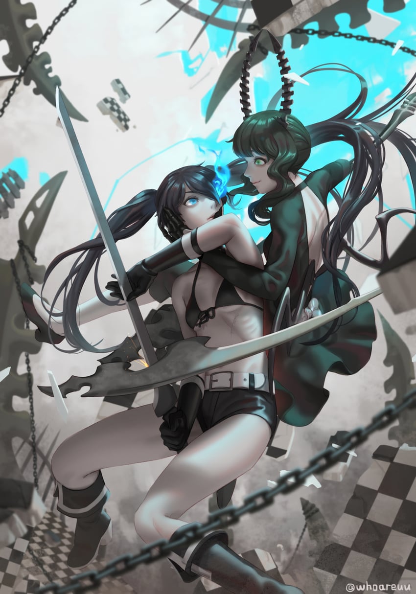black rock shooter and dead master (black rock shooter) drawn by whoareuu