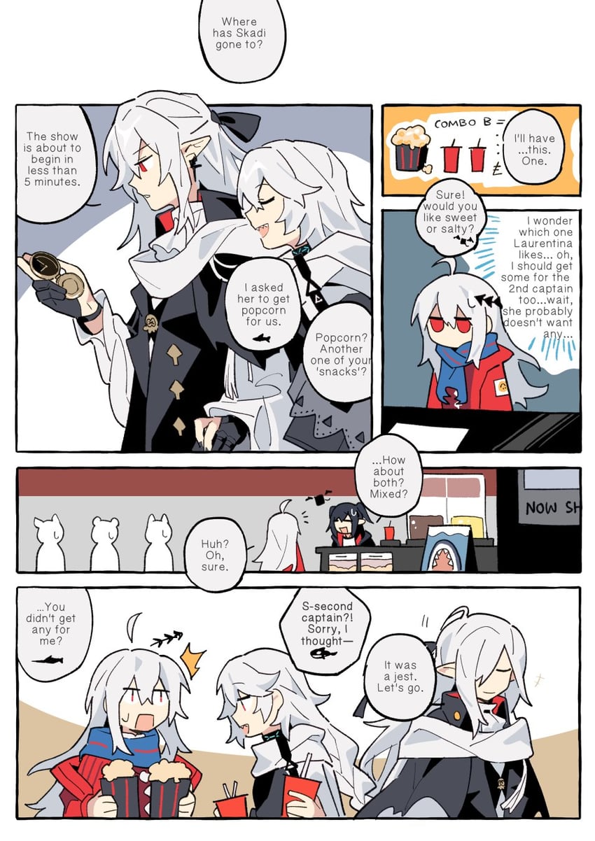 skadi, specter, gladiia, closure, and lambda (arknights) drawn by vento