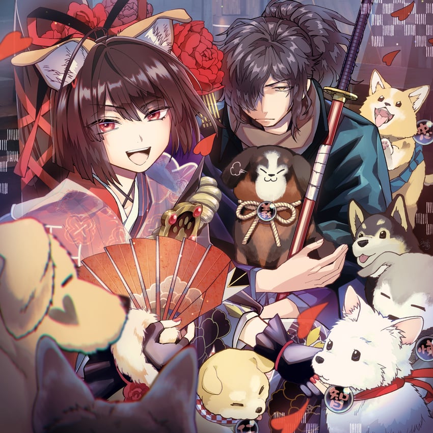 okada izou, kyokutei bakin, sousuke, shino, shinbei, and 5 more (fate and 1 more) drawn by uchiwara_kano