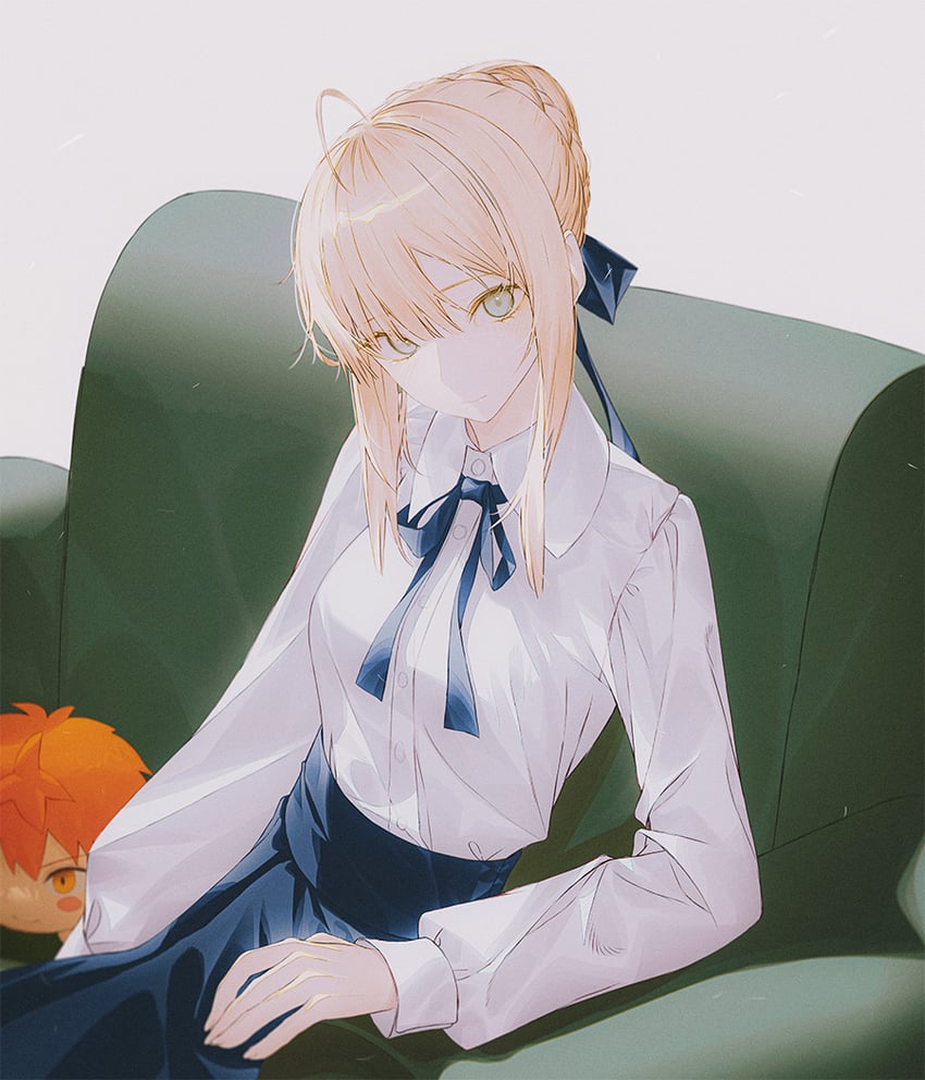 artoria pendragon, saber, and emiya shirou (fate and 1 more) drawn by fov_ps