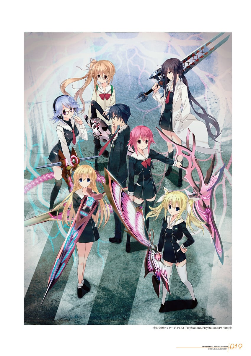 onoe serika, miyashiro takuru, arimura hinae, kurusu nono, kazuki hana, and 2 more (chaos;child) drawn by sasaki_mutsumi