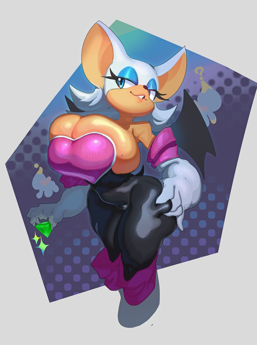 rouge the bat and neutral chao (sonic) drawn by flra