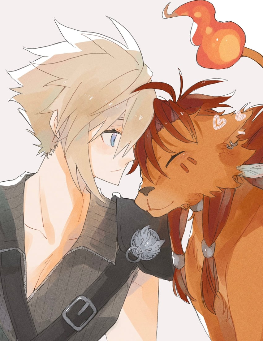 cloud strife and red xiii (final fantasy and 2 more) drawn by same_no_nituke3