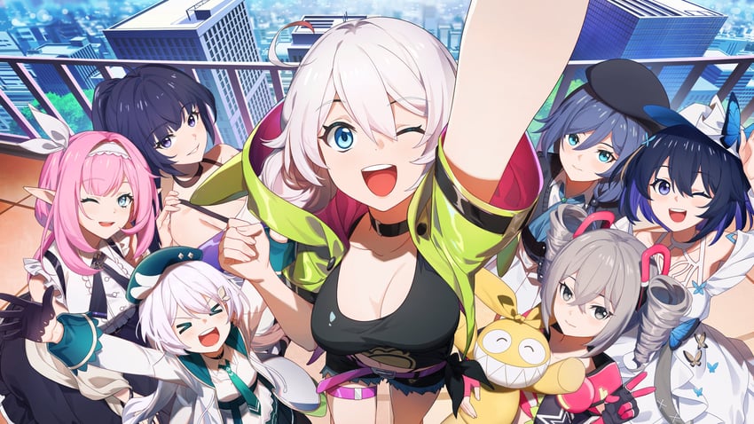 elysia, kiana kaslana, raiden mei, fu hua, bronya zaychik, and 3 more (honkai and 1 more) drawn by miaotai_miota
