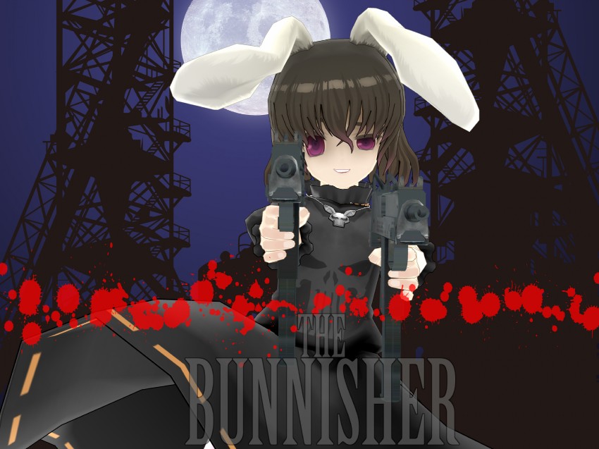 inaba tewi and the punisher (touhou and 2 more) drawn by montekoa