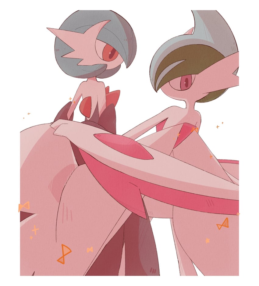 gardevoir, mega gardevoir, gallade, and mega gallade (pokemon) drawn by soke_sa