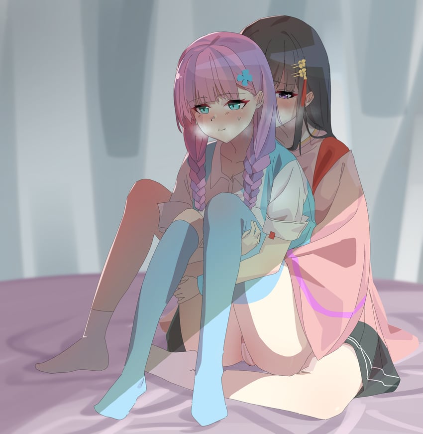 nikaidou misato and date akari (heaven burns red) drawn by chone
