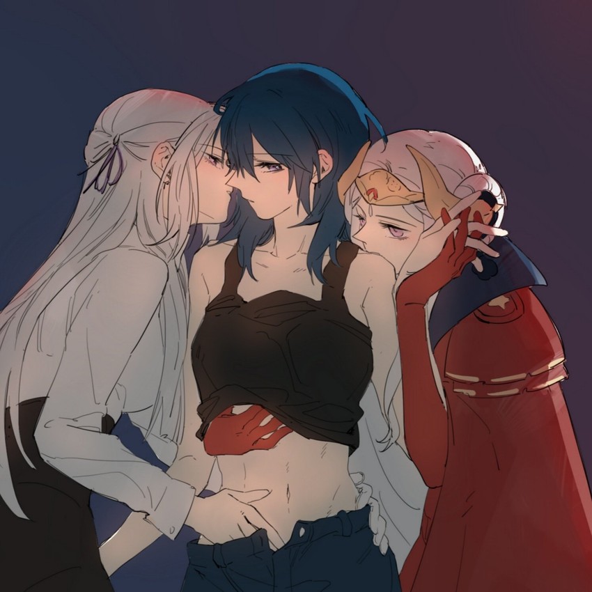 female byleth and edelgard von hresvelg (fire emblem and 1 more) drawn by nanjonio