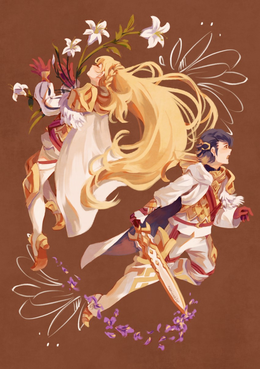 sharena and alfonse (fire emblem and 1 more) drawn by naninnai
