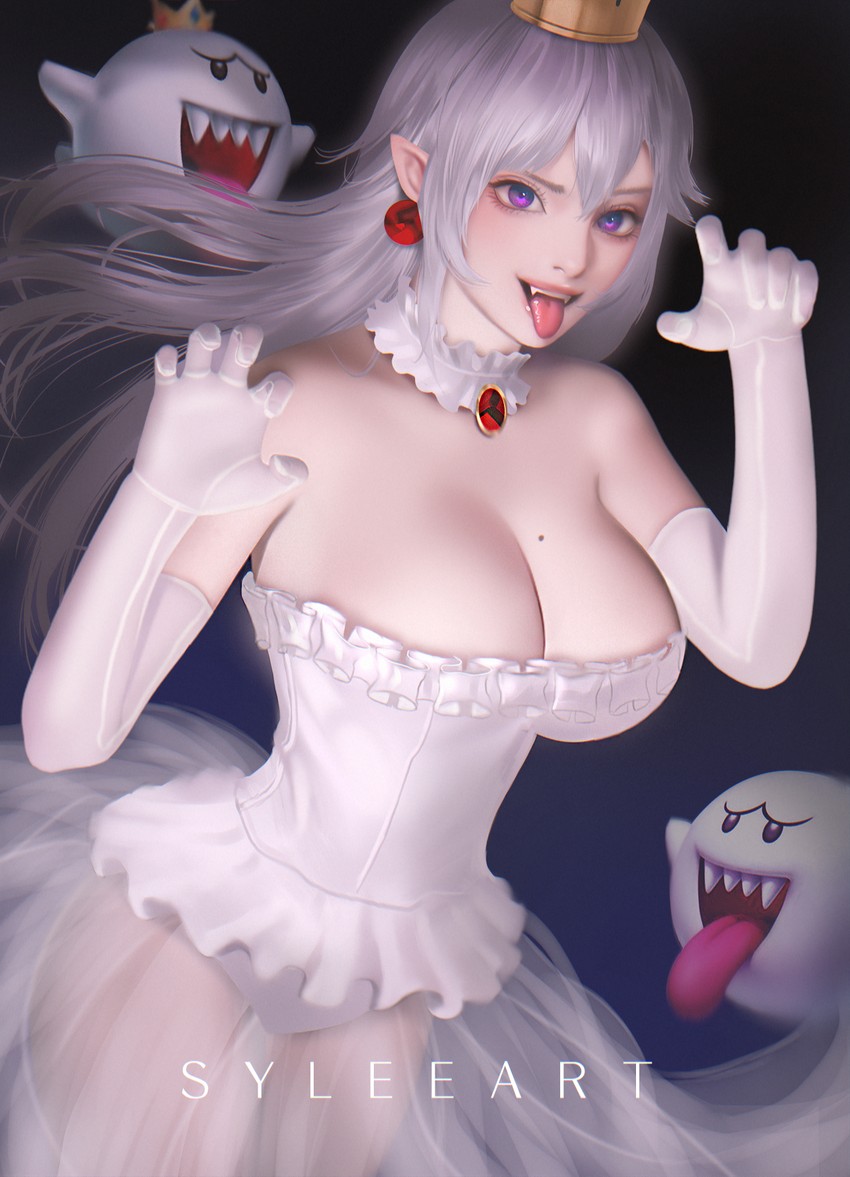 princess king boo, boo, and king boo (mario and 1 more) drawn by thaumazo