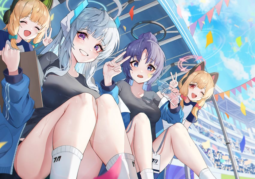 yuuka, momoi, noa, and midori (blue archive) drawn by josal