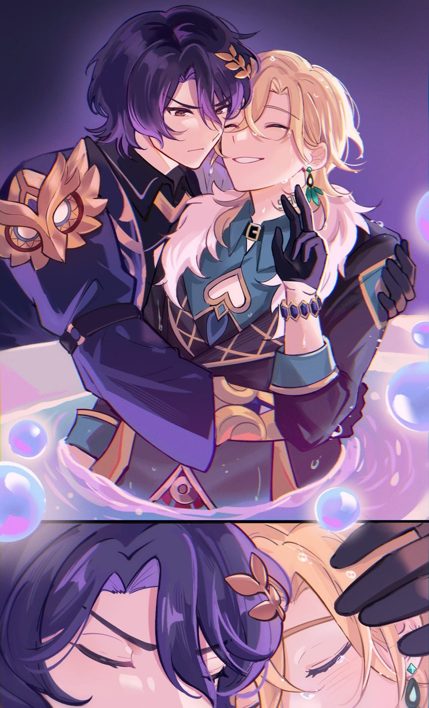 aventurine and dr. ratio (honkai and 1 more) drawn by meronppaii