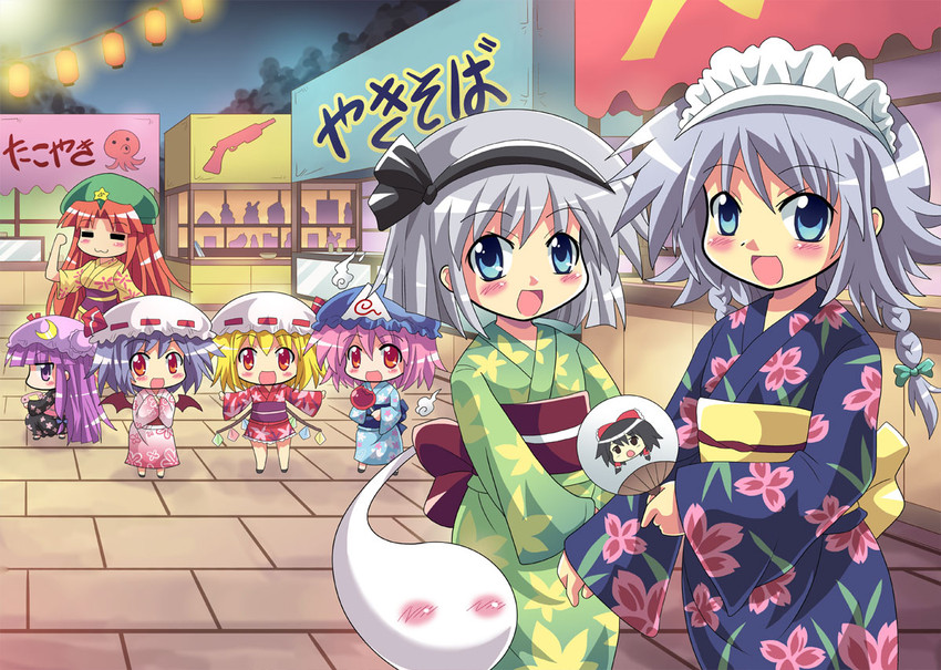 hakurei reimu, remilia scarlet, flandre scarlet, izayoi sakuya, konpaku youmu, and 3 more (touhou) drawn by colonel_aki