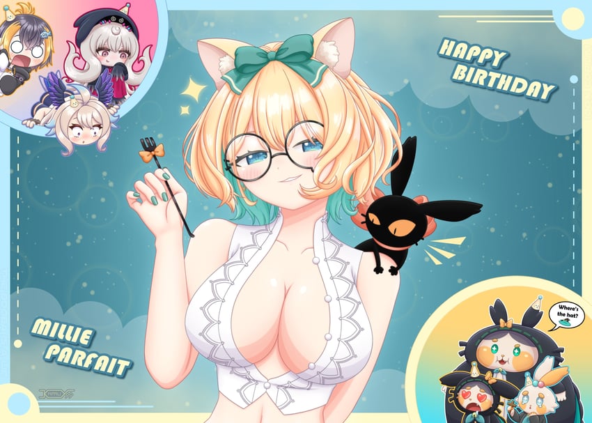 millie parfait, lucie, and famillie (nijisanji and 1 more) drawn by kammuy