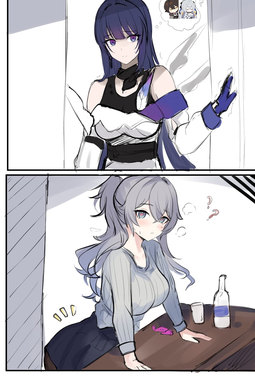 raiden mei, bronya zaychik, and adam (honkai and 1 more) drawn by mini2chainz