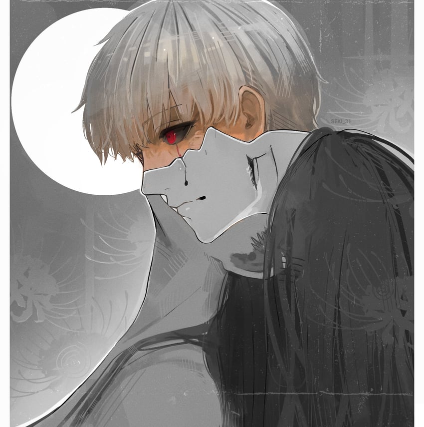 kaneki ken and kamishiro rize (tokyo ghoul) drawn by seki_31_(artist)