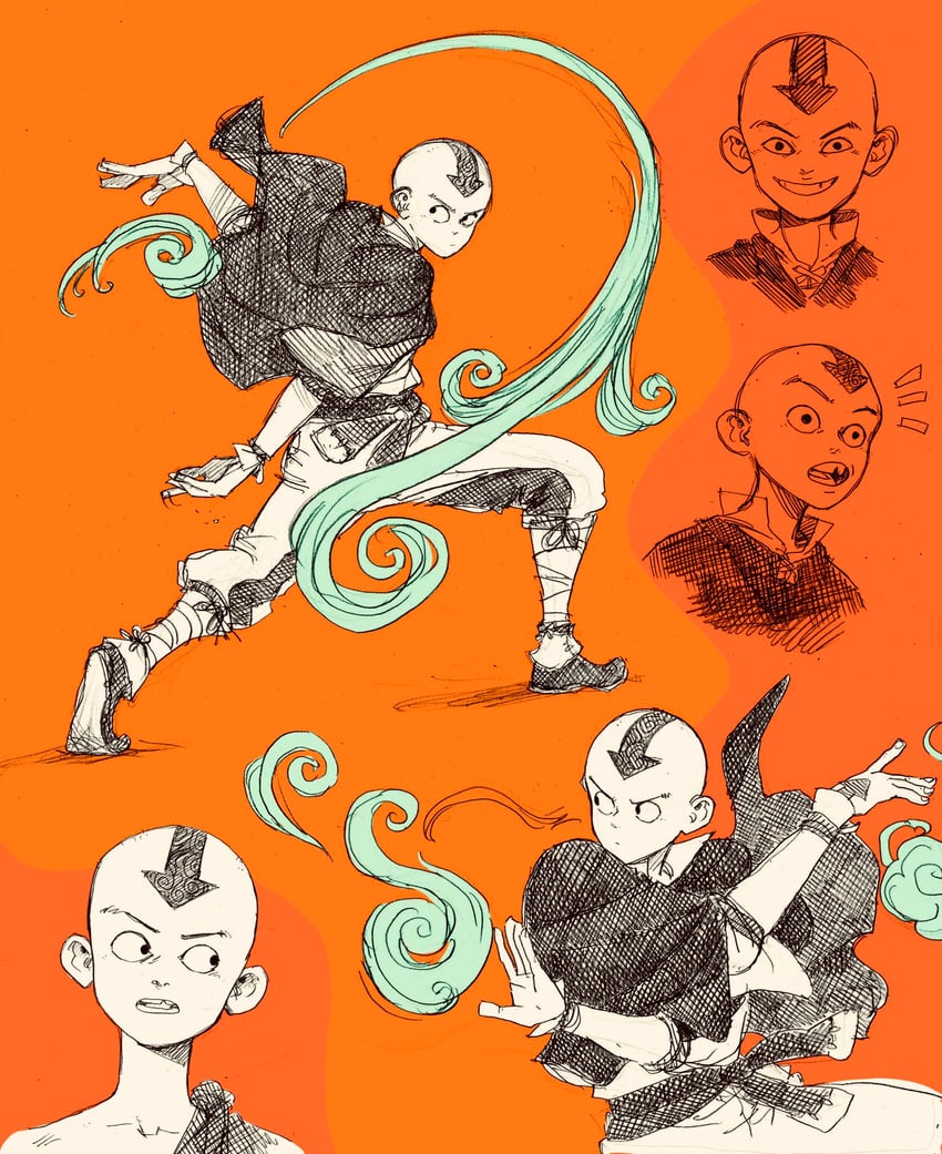 aang (avatar legends and 1 more) drawn by aten_man