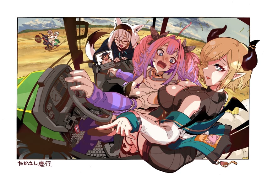 shirakami fubuki, ookami mio, yuzuki choco, cecilia immergreen, anya melfissa, and 1 more (hololive and 3 more) drawn by takahasi_yoshiyuki
