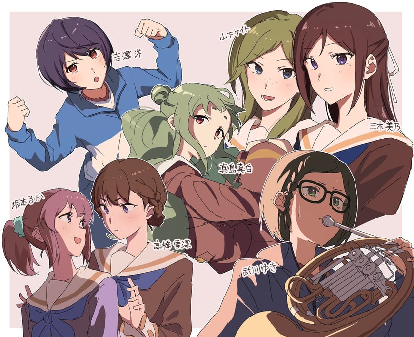sakamoto ruka, takahashi yukimi, miki mino, yamashita kate, takekawa yuki, and 2 more (hibike! euphonium) drawn by matarasu_(aaaaaaaaj)
