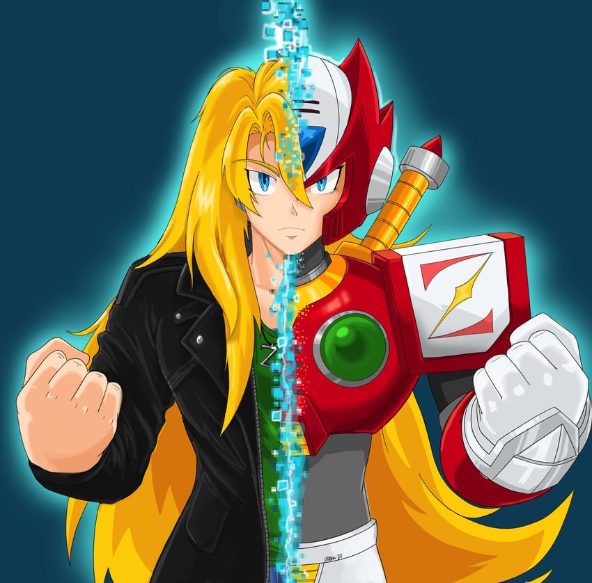 zero (mega man and 1 more) drawn by dauntedx