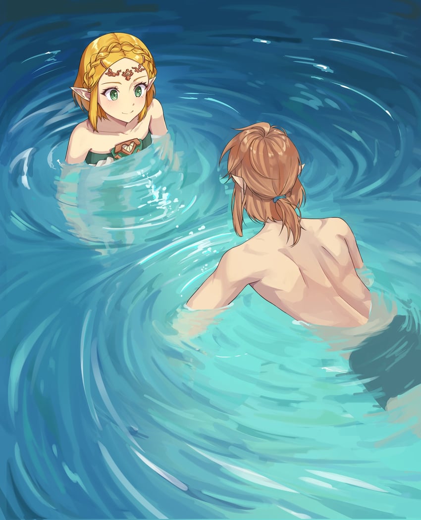 link and princess zelda (the legend of zelda and 1 more) drawn by elby45678