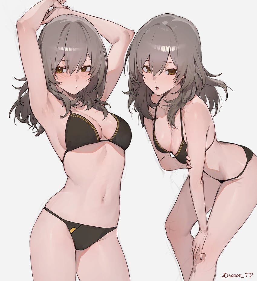 trailblazer and stelle (honkai and 1 more) drawn by sooon