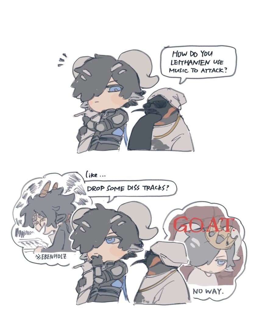 ebenholz, emperor, and lessing (arknights and 2 more) drawn by mao_ke