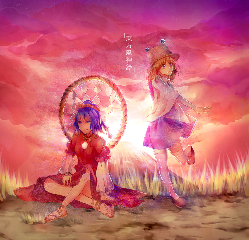 moriya suwako and yasaka kanako (touhou and 1 more) drawn by pikuri