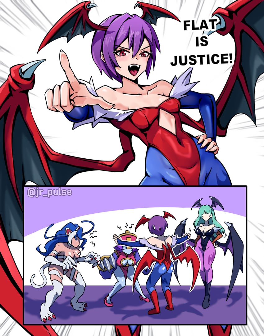 morrigan aensland, lilith, felicia, and hsien-ko (darkstalkers and 1 more) drawn by jrpulse