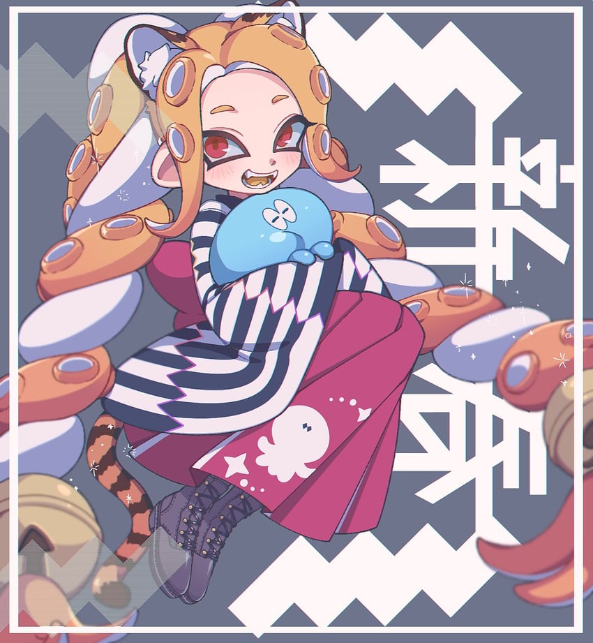 octoling player character, octoling girl, and jellyfish (splatoon) drawn by desu_shichou