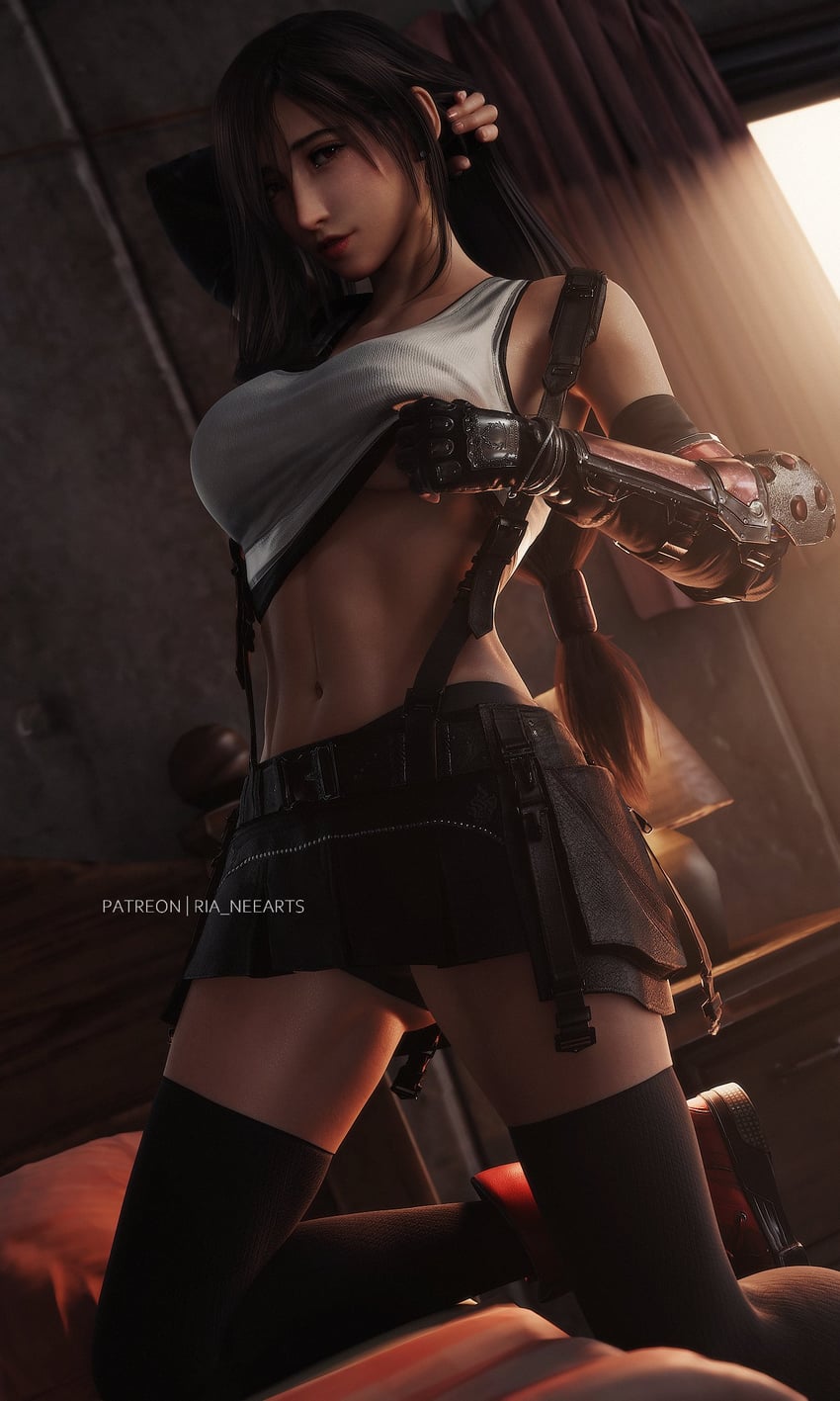 tifa lockhart (final fantasy and 2 more) drawn by ria_(baka-neearts)