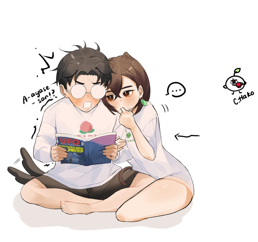 ayase momo and takakura ken (dandadan) drawn by hachi_(chisano_hako)