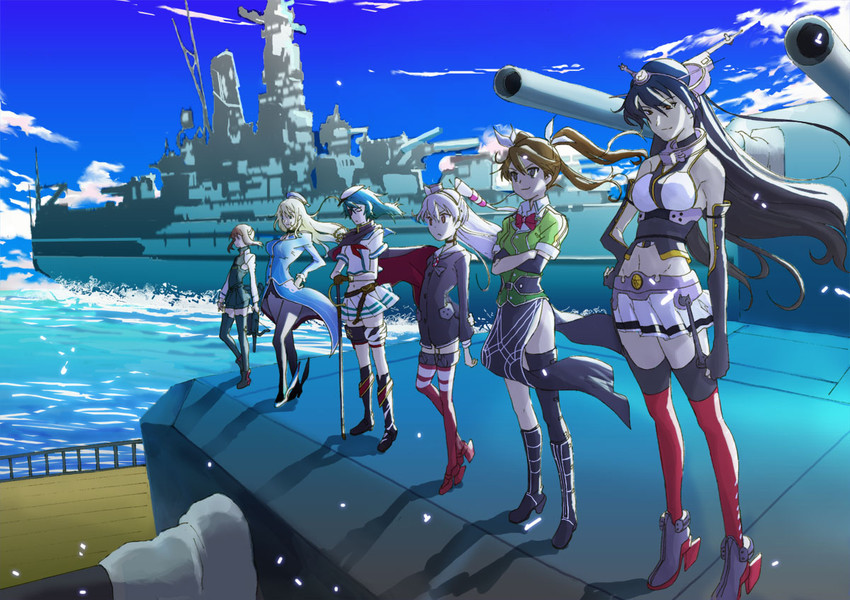 nagato, amatsukaze, atago, kiso, taihou, and 2 more (kantai collection) drawn by johnny_(nyansama0412se)