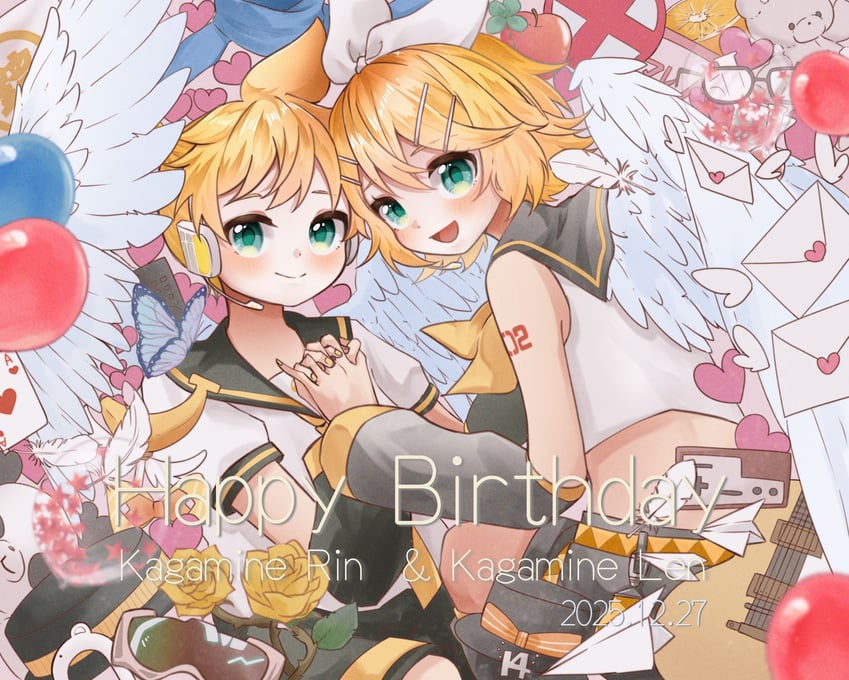 kagamine rin and kagamine len (vocaloid) drawn by eshe_mr