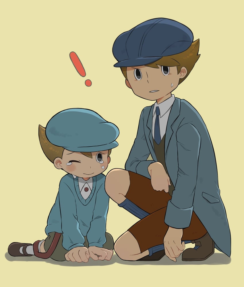 luke triton and future luke (professor layton and 1 more) drawn by kiwami_(kiwamimuneko)