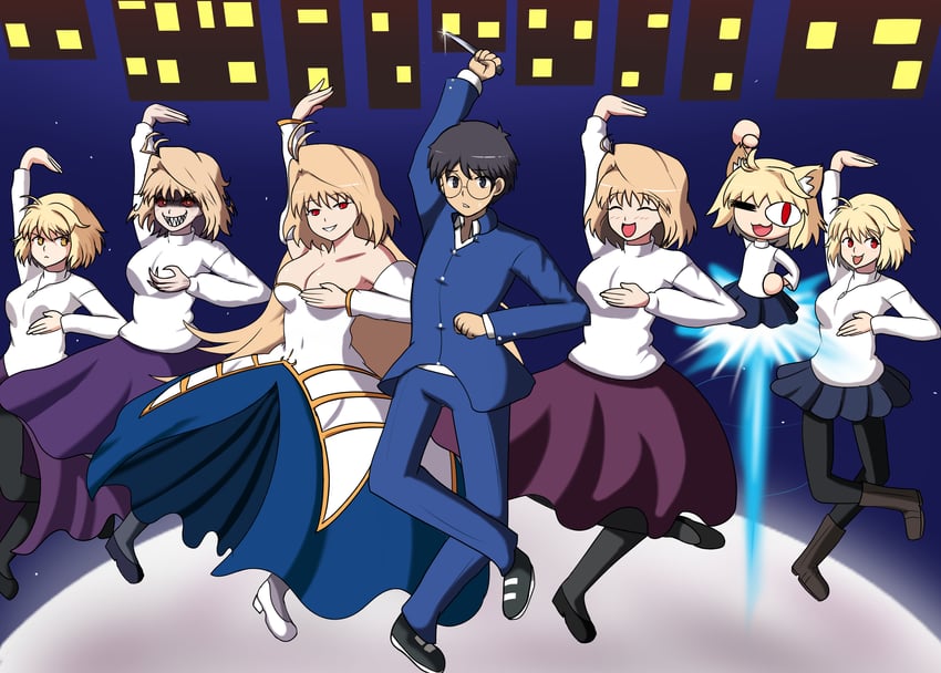 arcueid brunestud, tohno shiki, neco-arc, archetype earth, and red arcueid (tsukihime and 3 more) drawn by imstupid13