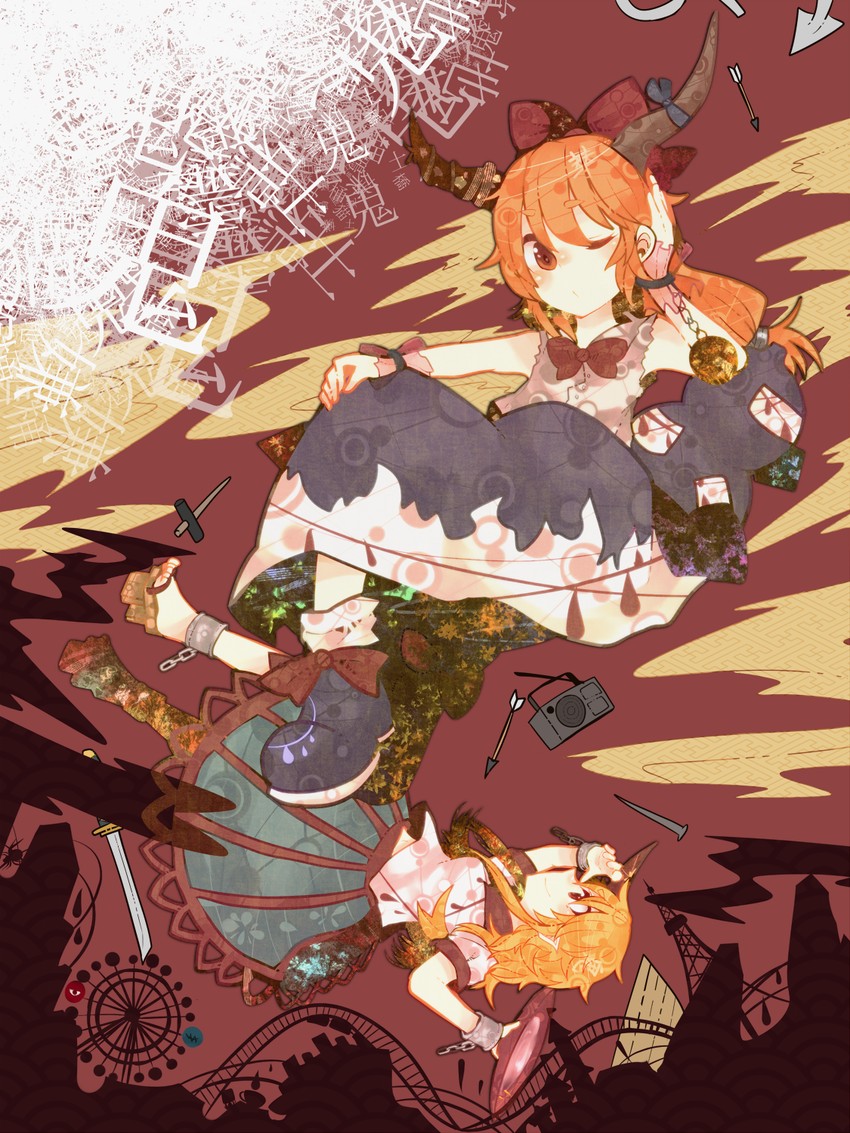 ibuki suika and hoshiguma yuugi (touhou) drawn by itomugi-kun