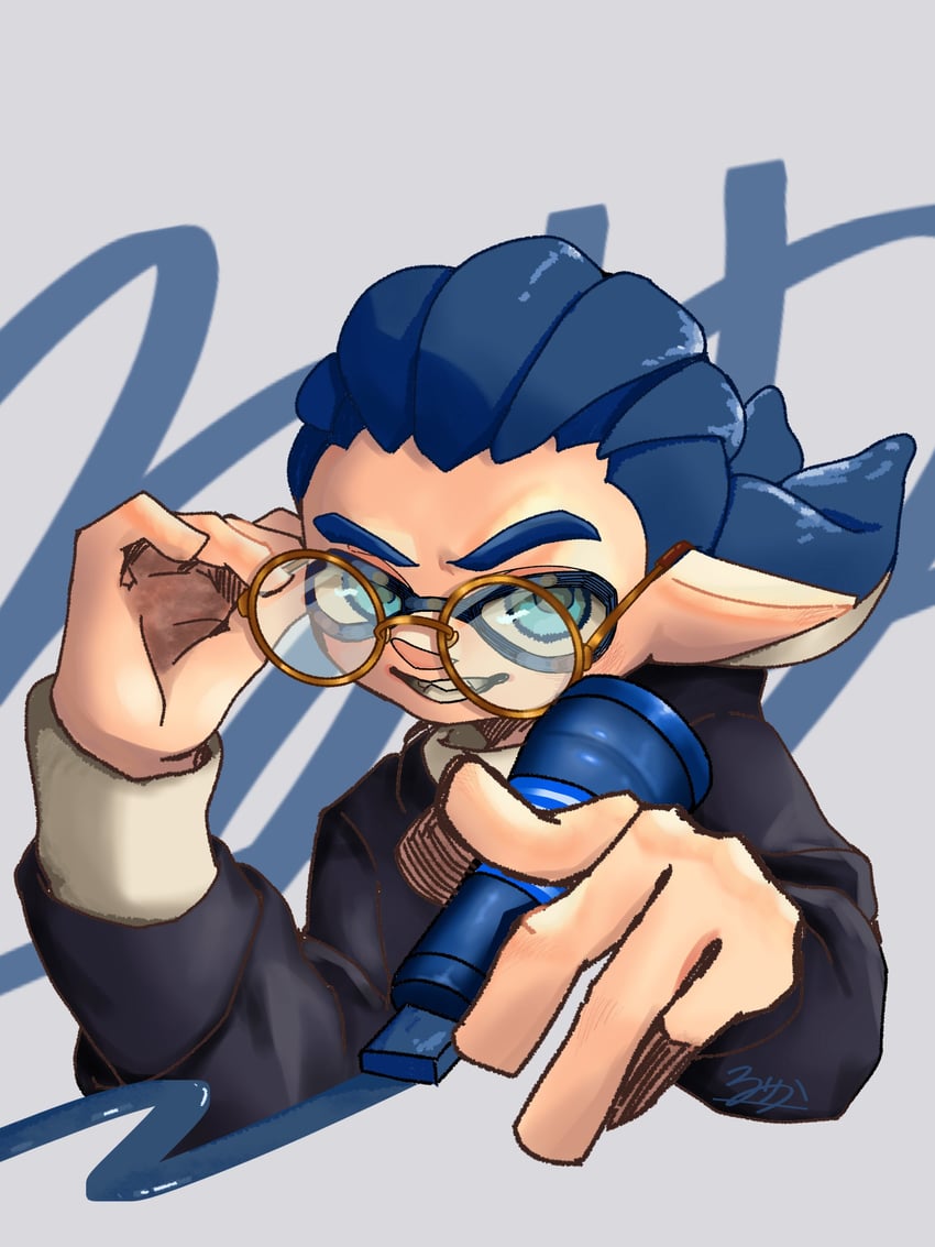 inkling player character and inkling boy (splatoon and 1 more) drawn by rakugakirurika