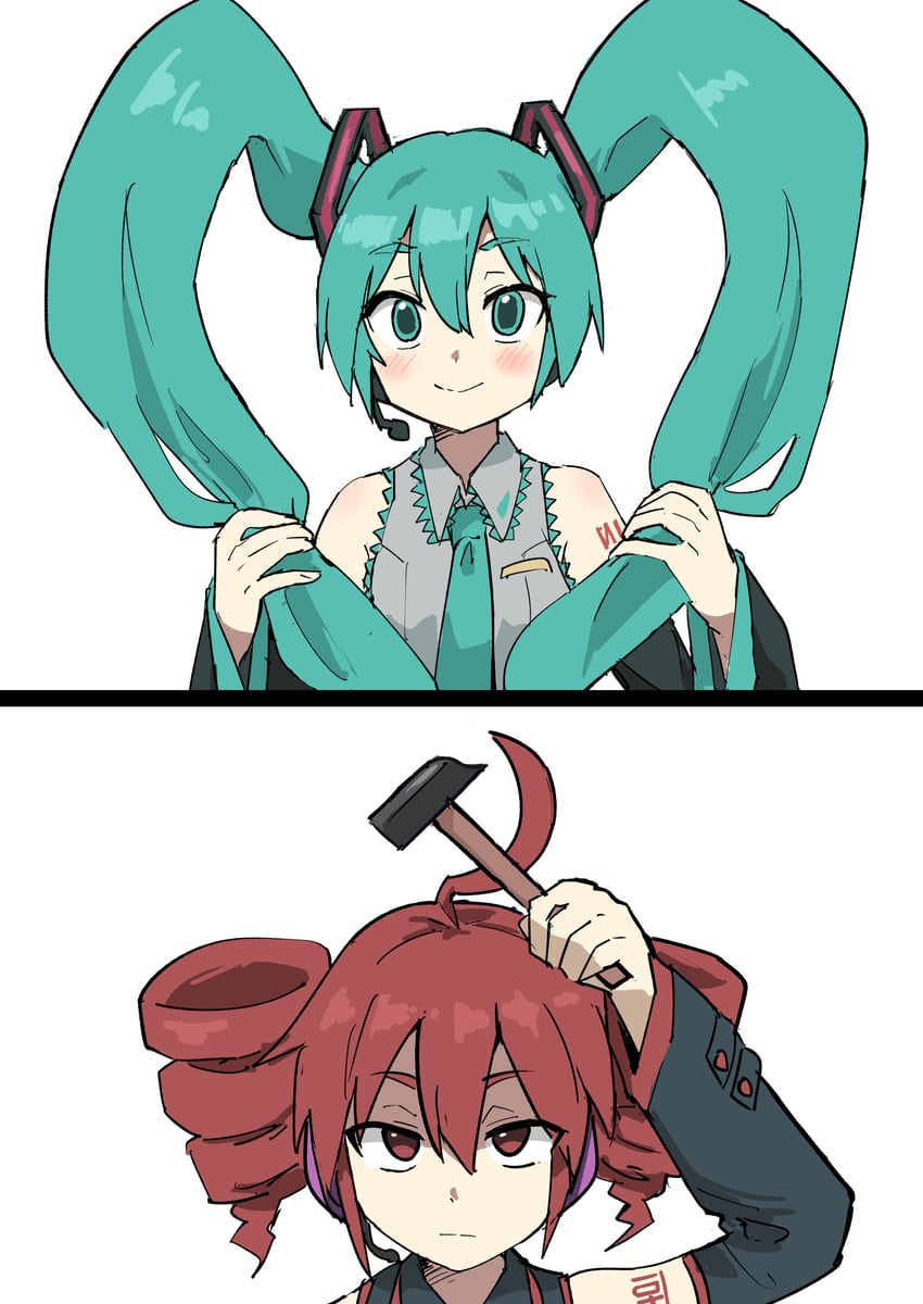 hatsune miku and kasane teto (vocaloid and 1 more) drawn by tenten_(chan4545)