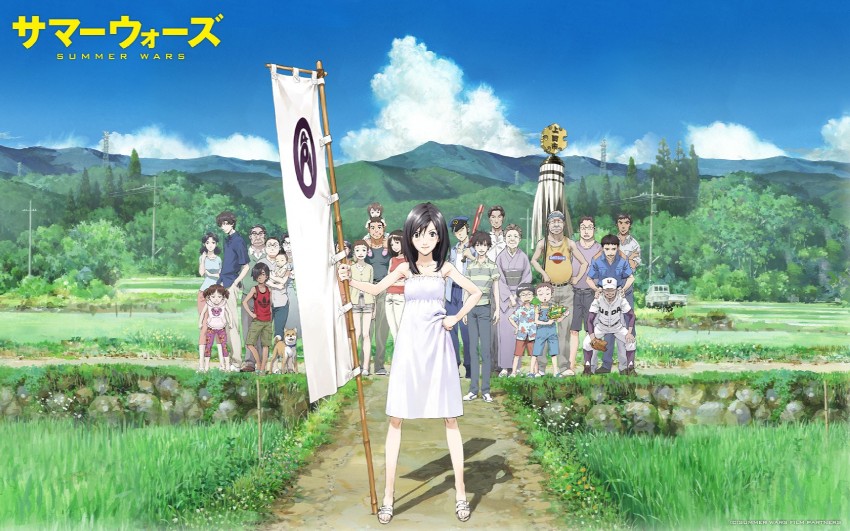 ikezawa kazuma, shinohara natsuki, koiso kenji, jinnouchi wabisuke, hayate, and 1 more (summer wars) drawn by sadamoto_yoshiyuki