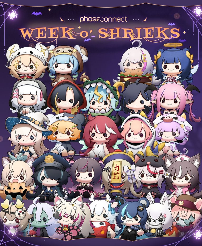 saya, frankenstein's monster, pipkin pippa, tenma maemi, kaneko lumi, and 24 more (phase connect) drawn by clero_(viprimo)