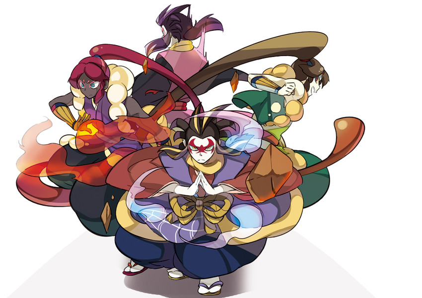 oogama, tsuchigumo, jorougumo, and ooyamori (youkai watch) drawn by haruna_mahiru