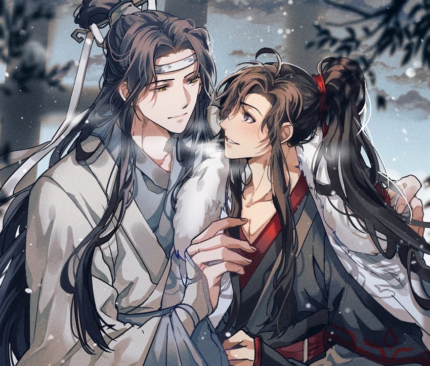 wei wuxian and lan wangji (modao zushi) drawn by ronpu_cooing