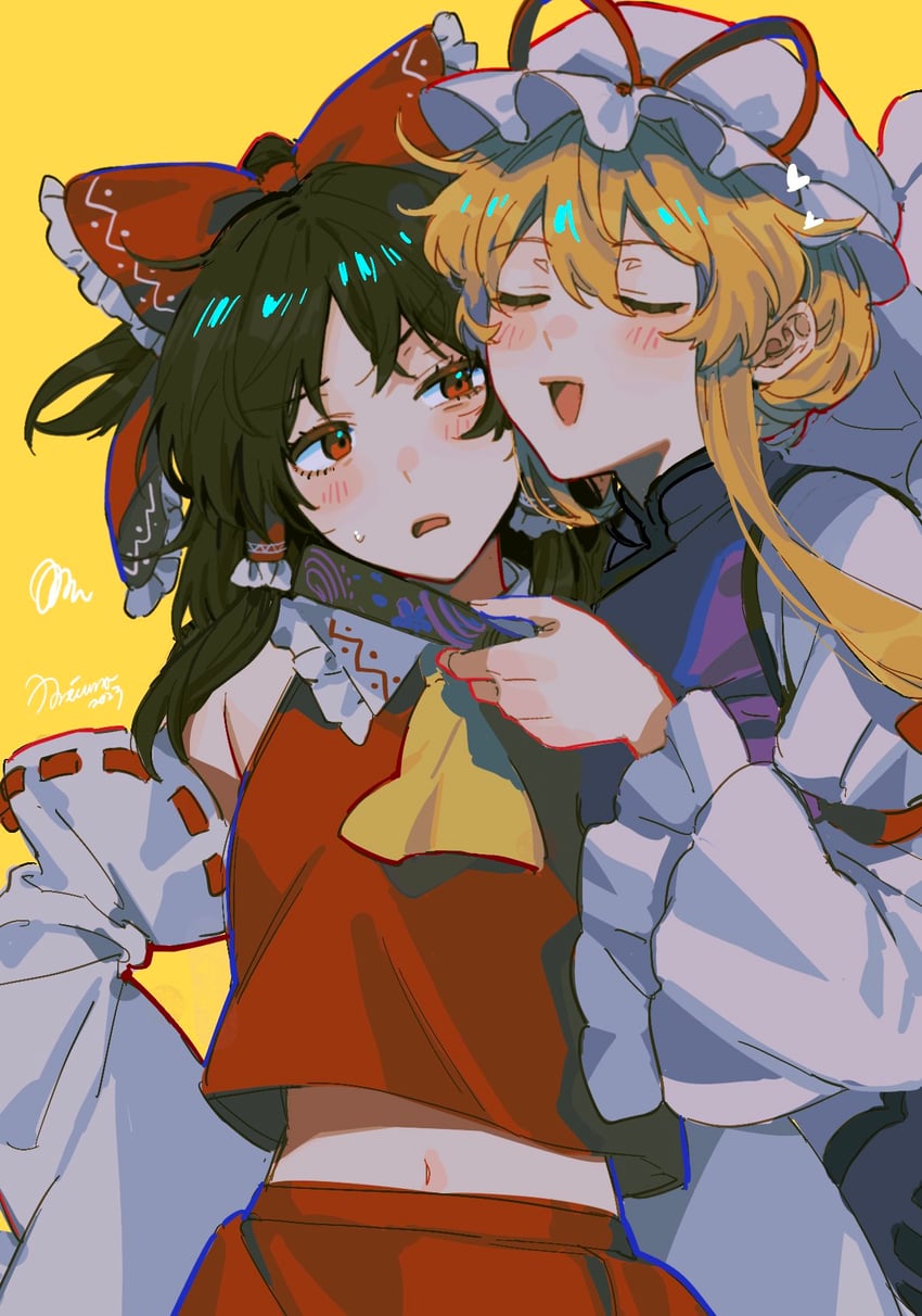 hakurei reimu and yakumo yukari (touhou) drawn by noriuma