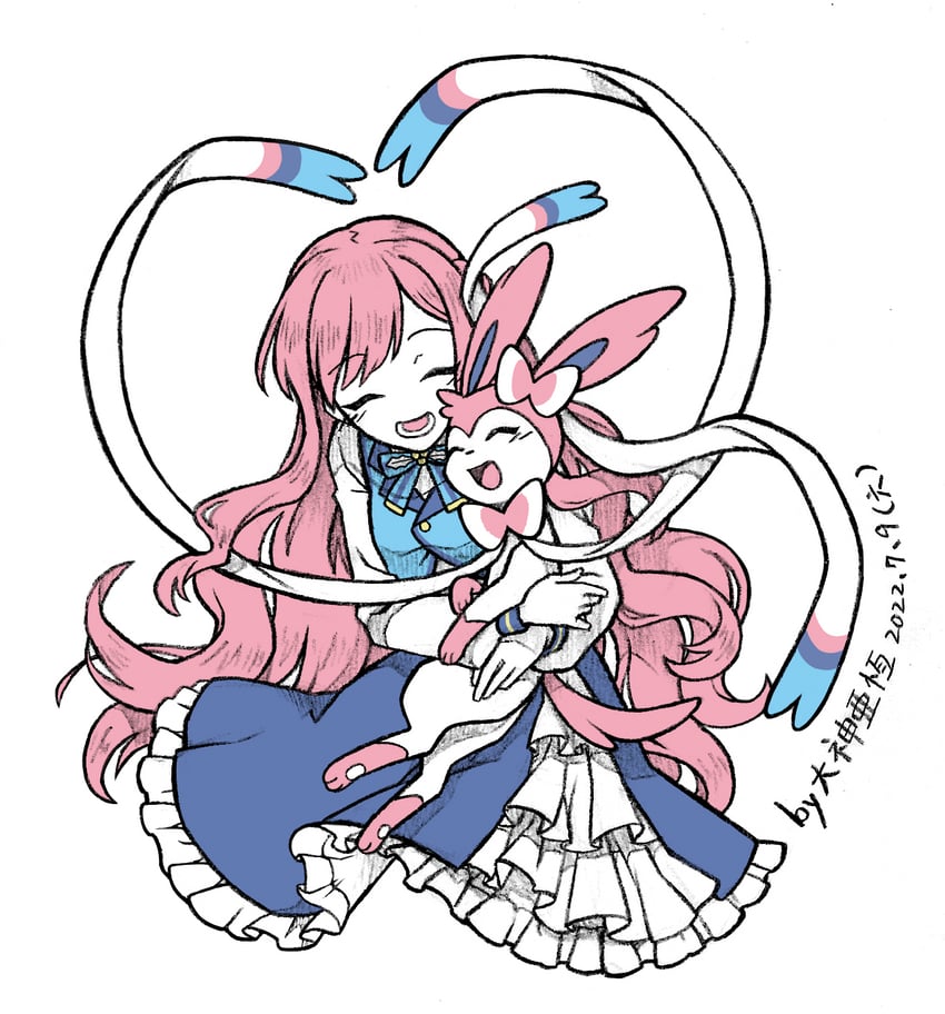 sylveon (original and 1 more) drawn by dashen_ya_heng