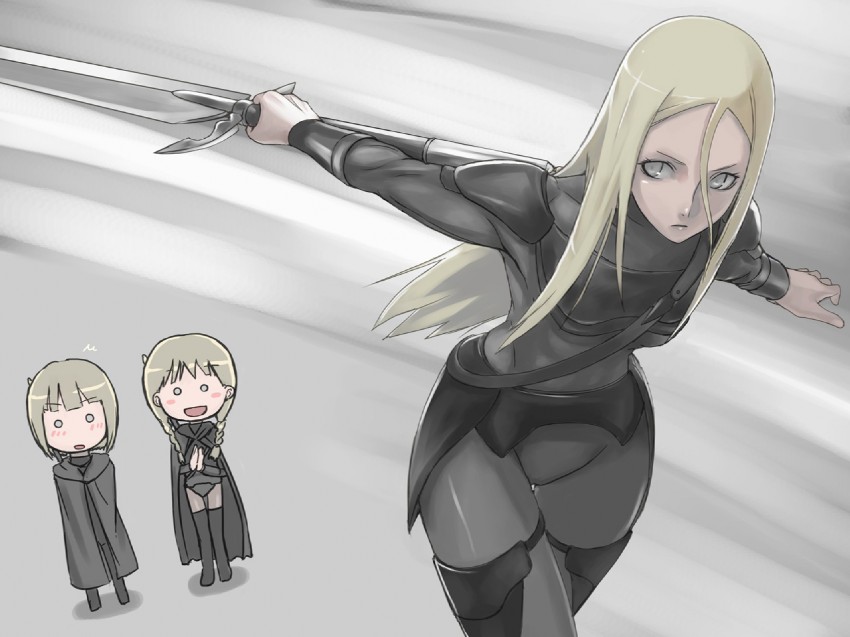 clare, yuma, and cynthia (claymore) drawn by tea_(nakenashi)