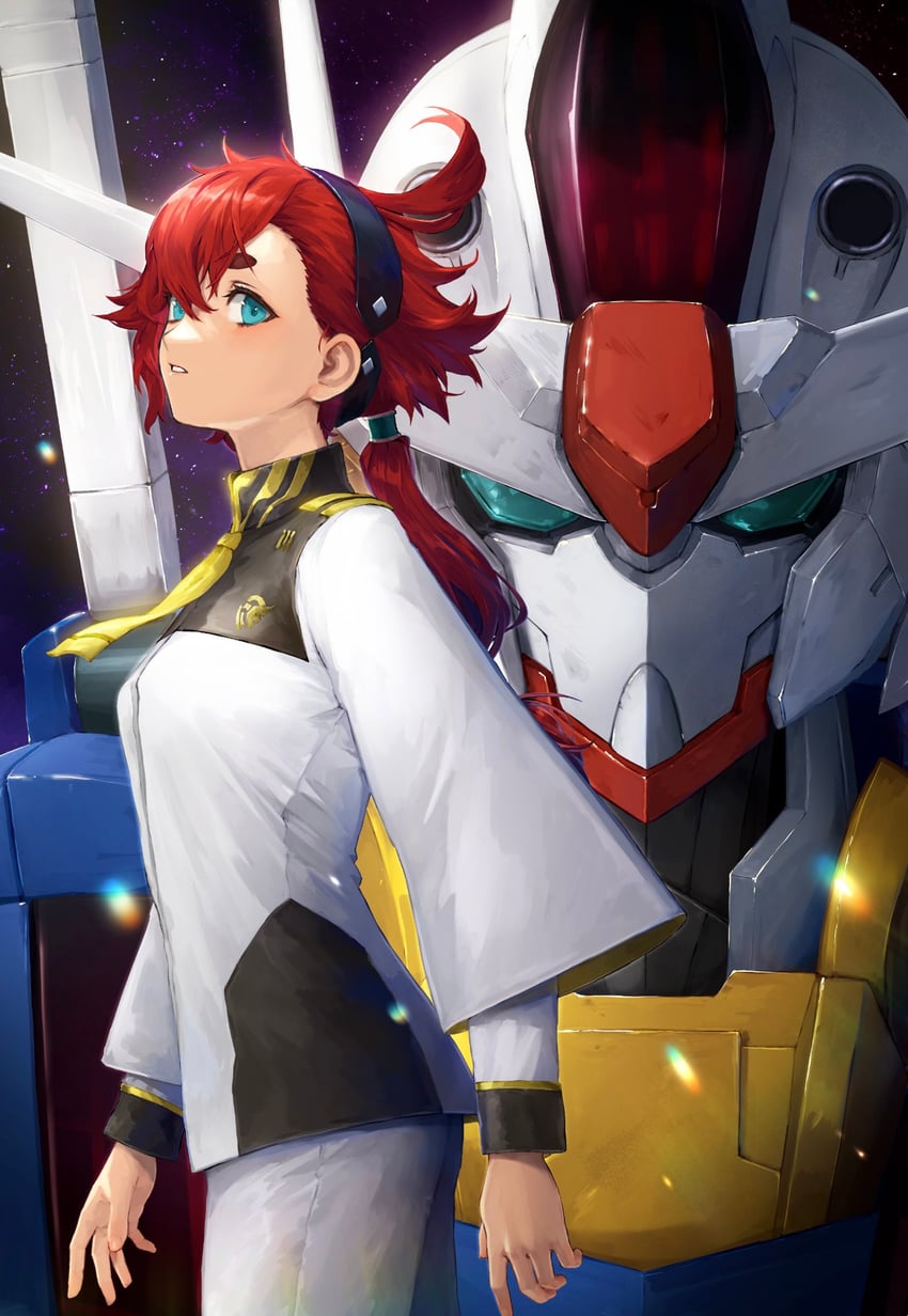 suletta mercury and gundam aerial (gundam and 1 more) drawn by kouzuki_kei