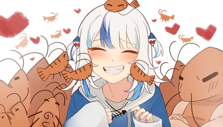 gawr gura and ebi-chan (hololive and 1 more) drawn by mittsu